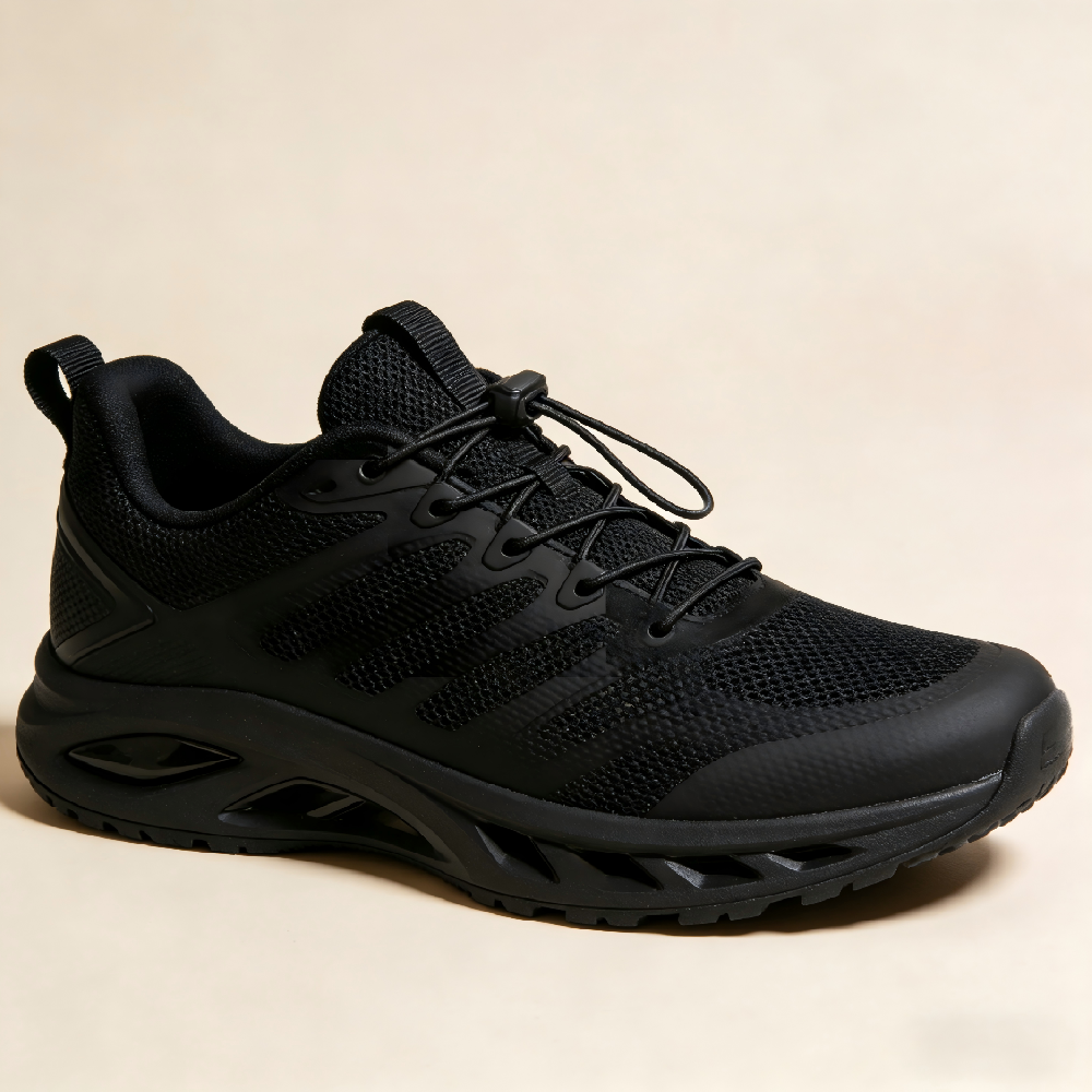 All-Black Breathable Mesh Outdoor Sneakers