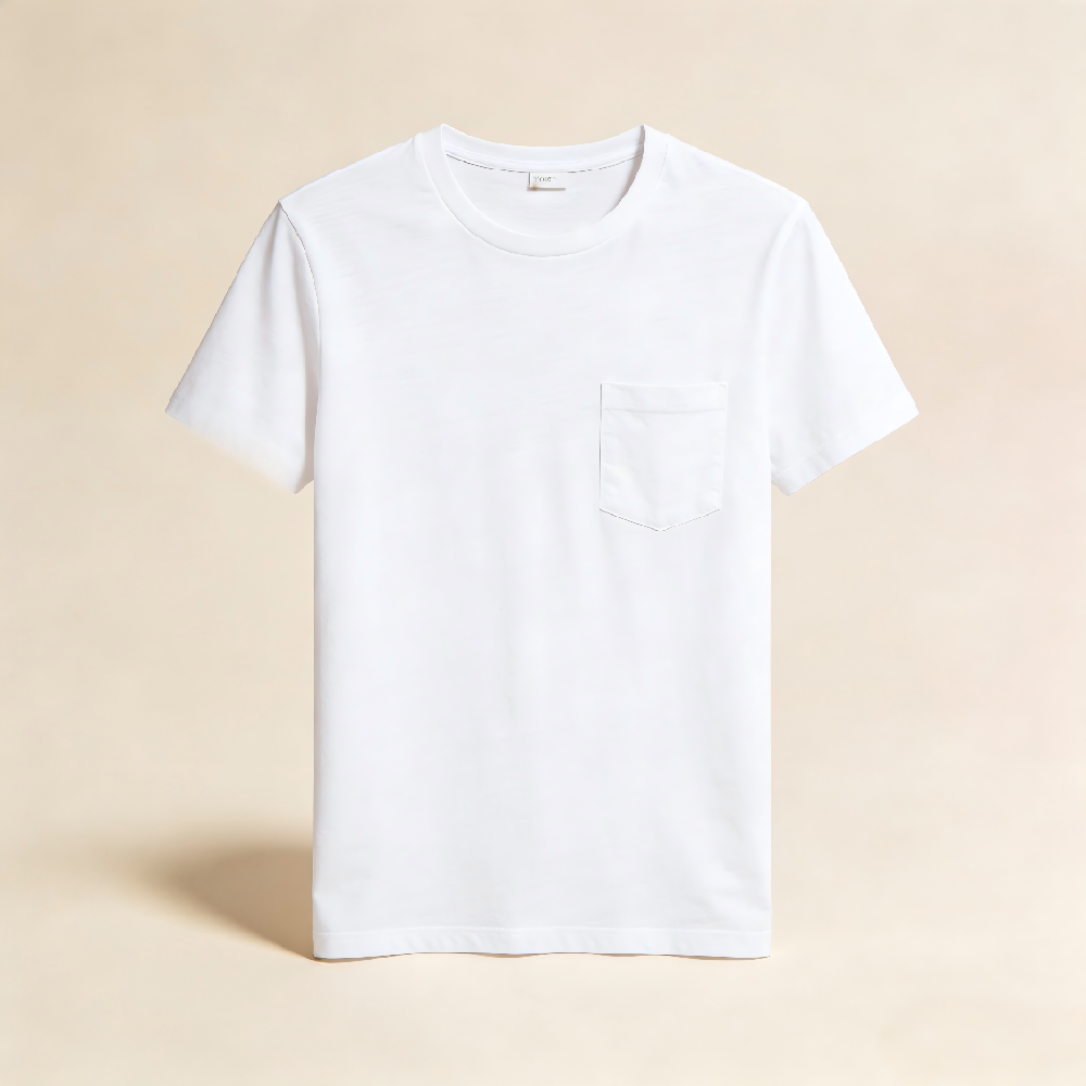 Minimalist Cotton Pocket Crew Neck T-Shirt